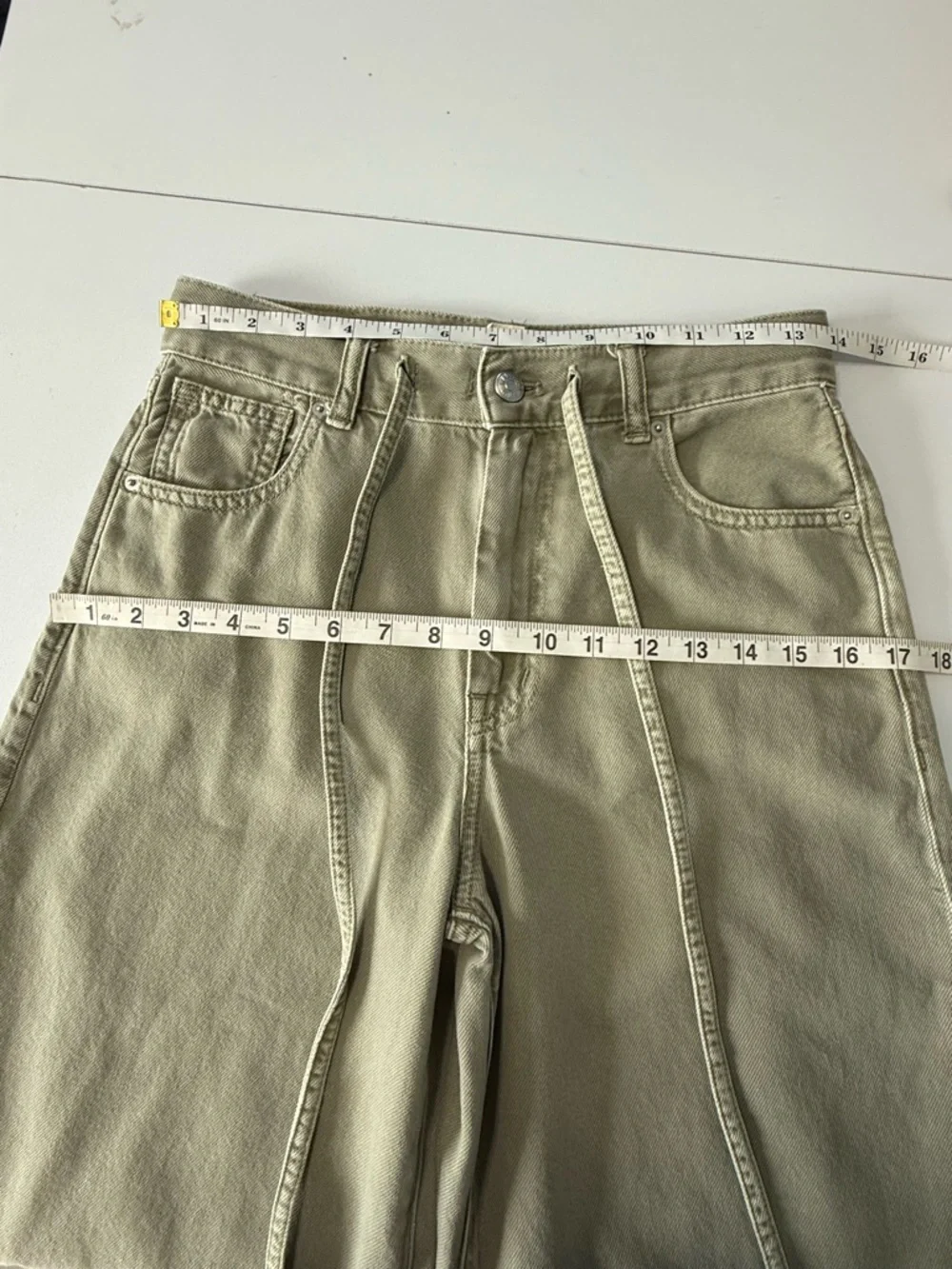 Madewell Super Wide Leg Jeans High Rise Drawstring Airy Size 24 In Sagebrush - Picture 13 of 16